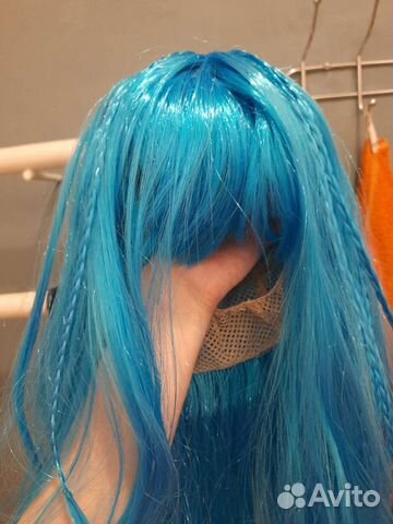 Парик Мальвина длинные синие волосы
