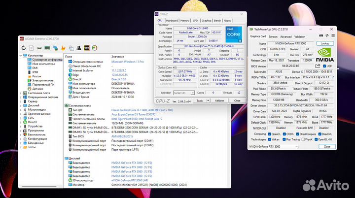 Игровой пк и монитор I5 11400 RTX 3060 12 Gb