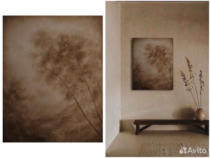 Интерьерная картина в стиле Ваби-саби и Джапанди