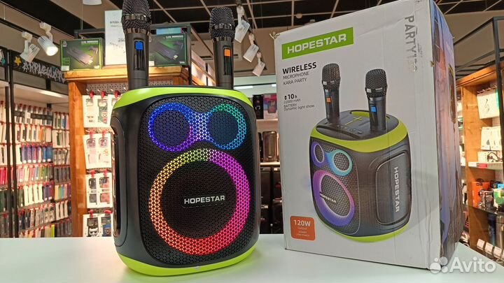 Мощная блютуз колонка + 2 микрофона 1200Ватт