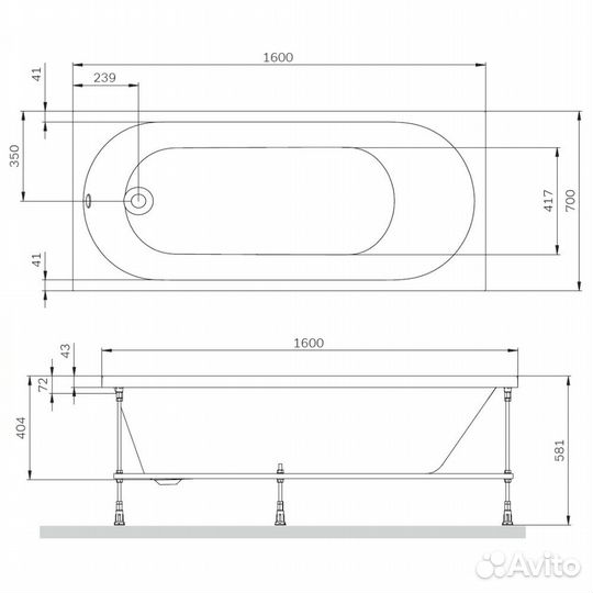 Ванна акриловая AM.PM X-Joy W94A-160-070W-A1 160x70