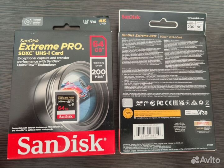 Карта памяти Sandisk Extreme Pro sdxc 64 128 256GB