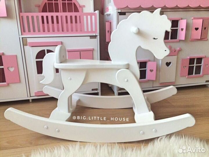 Лошадка качалка деревянная детская