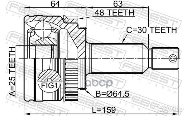 ШРУС наружный 25x64.5x30 1210-IX35MTA48 Febest