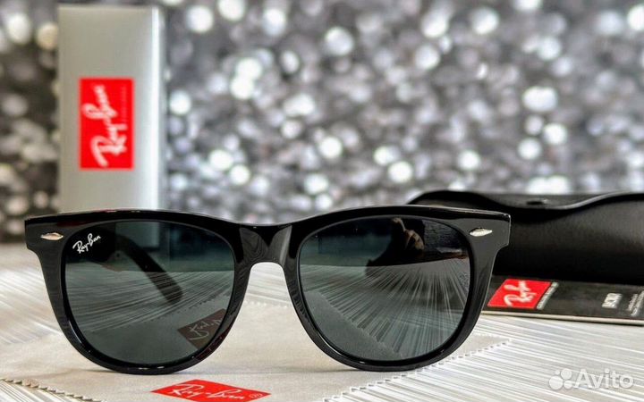 Очки ray ban wayfarer 2140 черный глянец