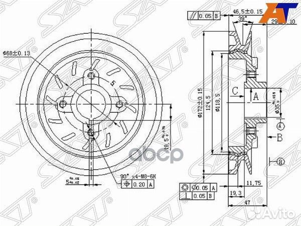 Шкив коленвала mitsubishi pajero 4D56 (один