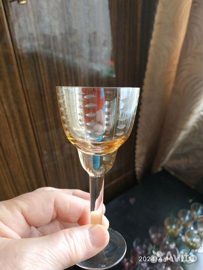 Хрустальные звонкие рюмки на ножке СССР 60 год