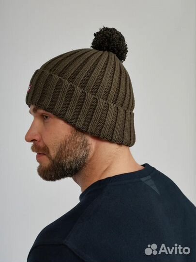 Шапка Napapijri хаки с помпоном