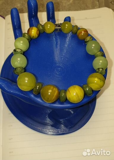 Браслет из крупных камней Оникса и нефрита