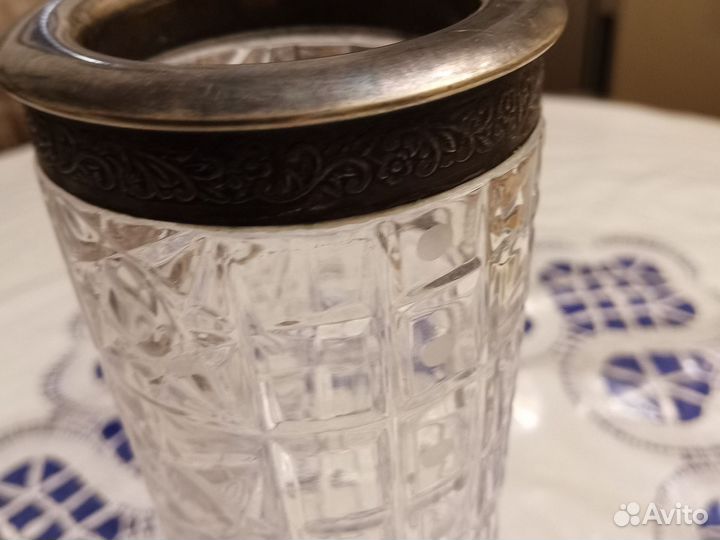 Ваза хрустальная с мельхиром