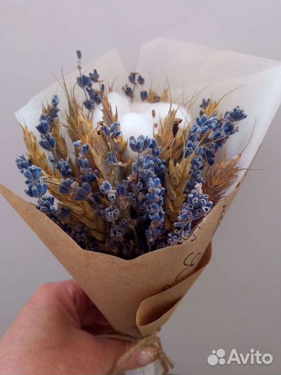 Букет из хлопка, лаванды