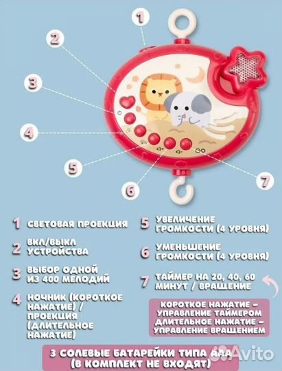 Музыкальная карусель на кроватку