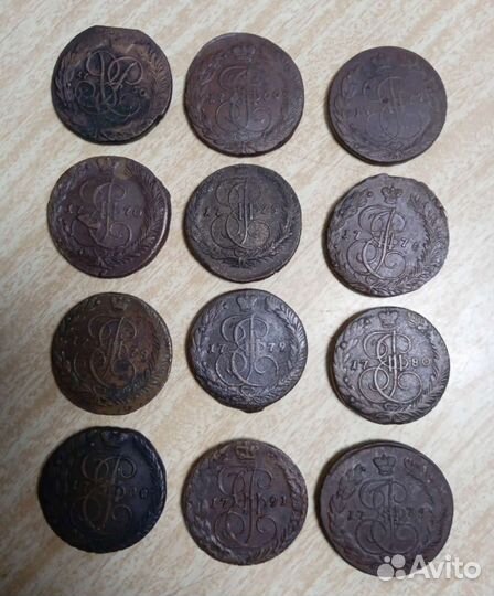 Царские монеты 5 копеек 18 век