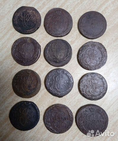 Царские монеты 5 копеек 18 век