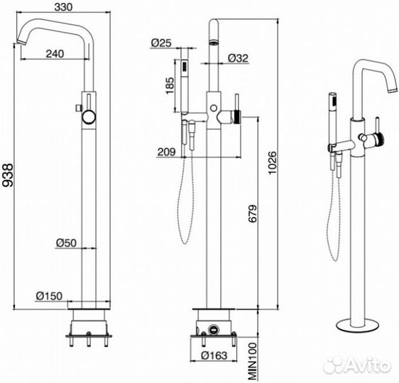 Смеситель для ванны Allen Brau Priority 5.31008-BN