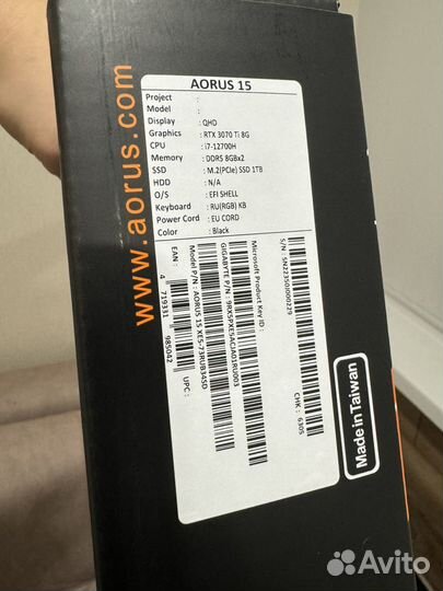 Игровой ноутбук Aorus XE5. I7, 3070Ti, 2.5K 165Hz