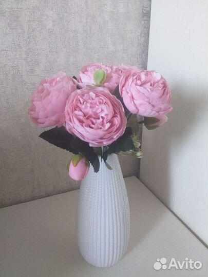 Искусственные пионы шелк и вазы
