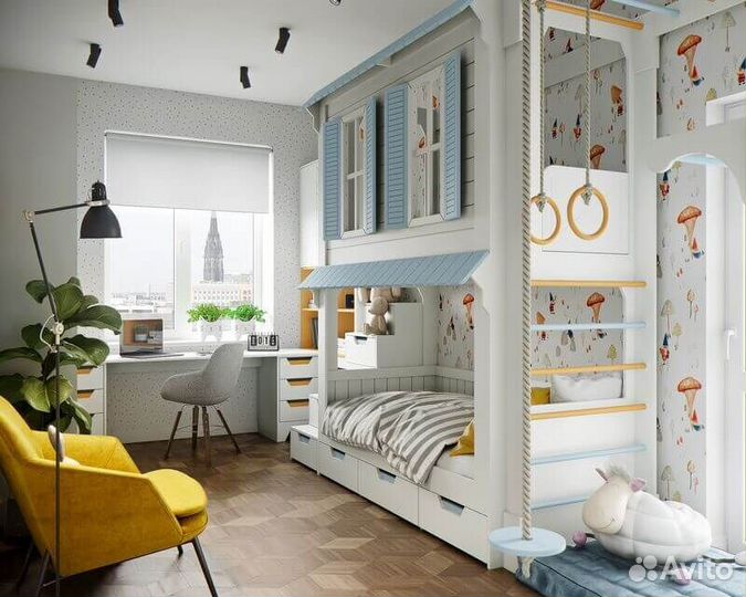 Дизайнерская детская кровать с игровой зоной