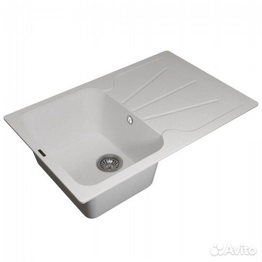 Кухонная мойка кварцевая прямоугольная, белая