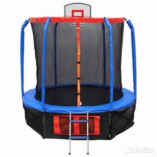 Батут детский с баскетбольным кольцом сеткой лестн