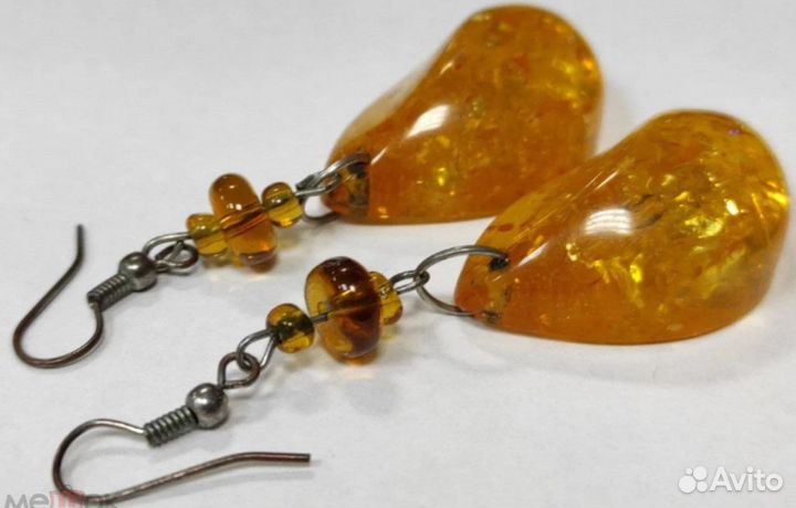 Винтажные серьги/сережки из янтаря. Времён СССР