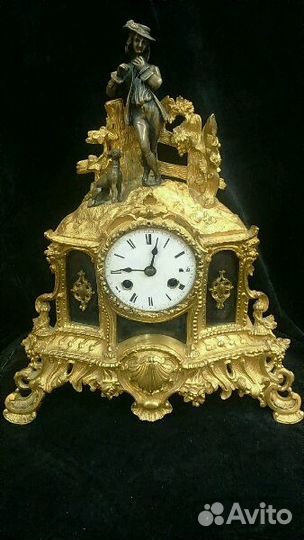 Часы кабинетные бронза Франция,кон 19 в