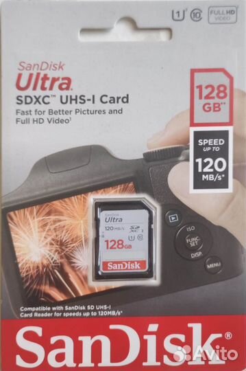 Карта памяти SanDisk Ultra sdxc UHS-I Card 128Gb