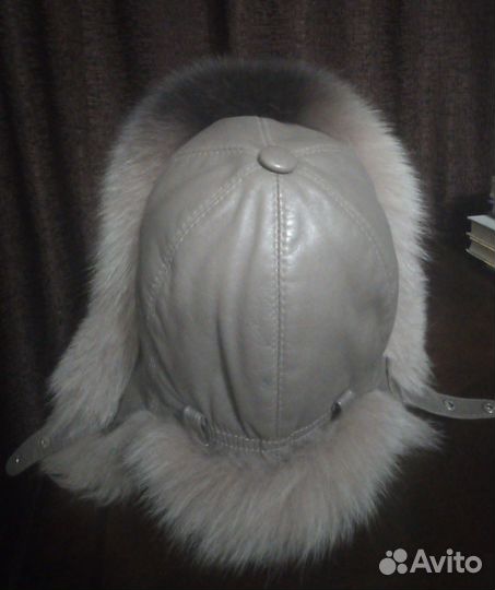Шапка- ушанка, нат кожа, песец, 56-58р