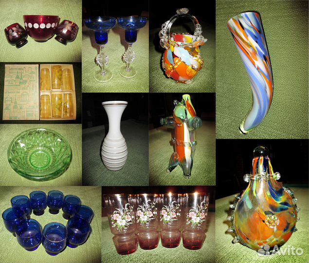 Интерьерное Советское цветное стекло Хрусталь СССР
