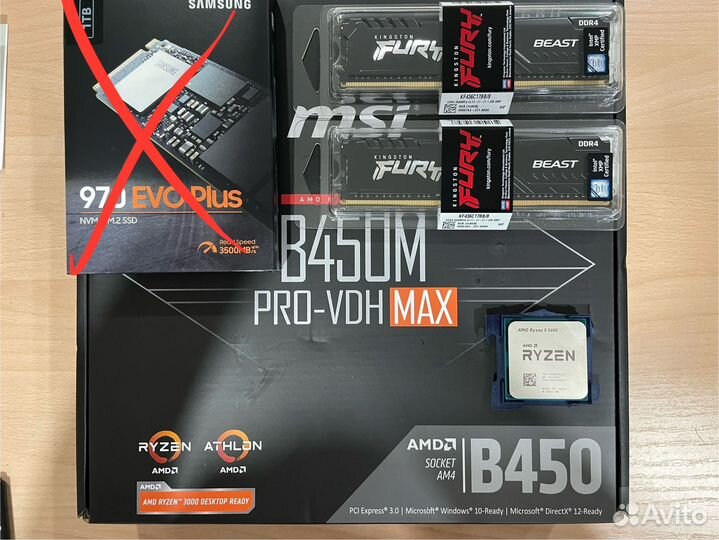 Новый комплект Ryzen 5 5600/B450M/16 gb