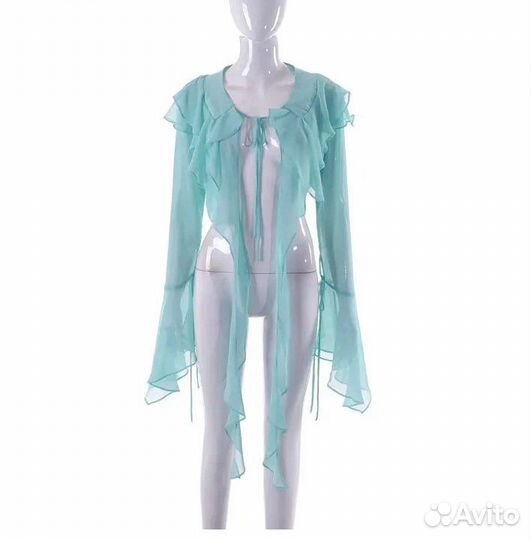 Y2k сетка кофта голубая