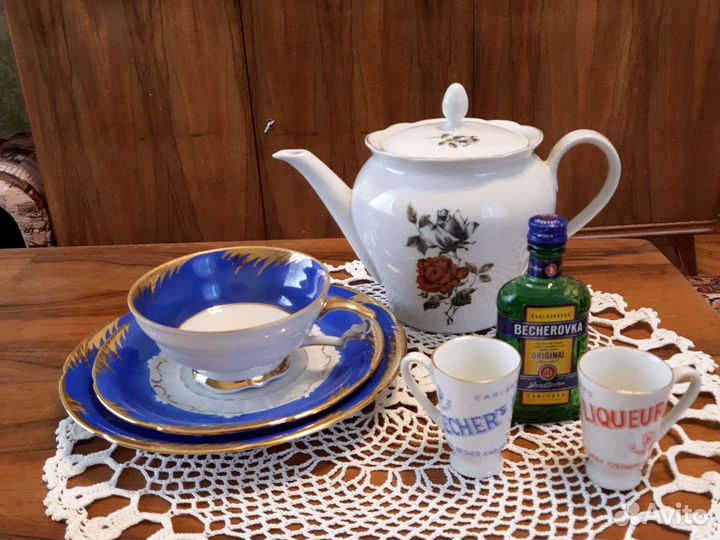 Чайное трио, гдр, чайник, стопки