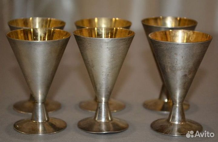 Рюмки серебро 916 пр, 6 шт, вес- 191,6 гр