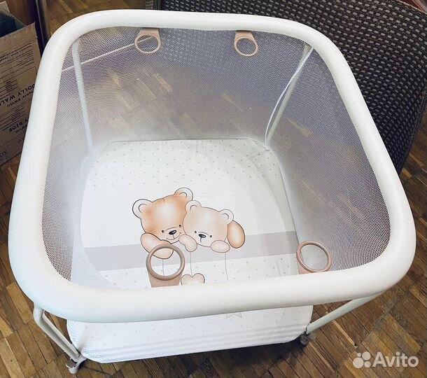 Манеж Globex Квадратный с мишками Бежевый