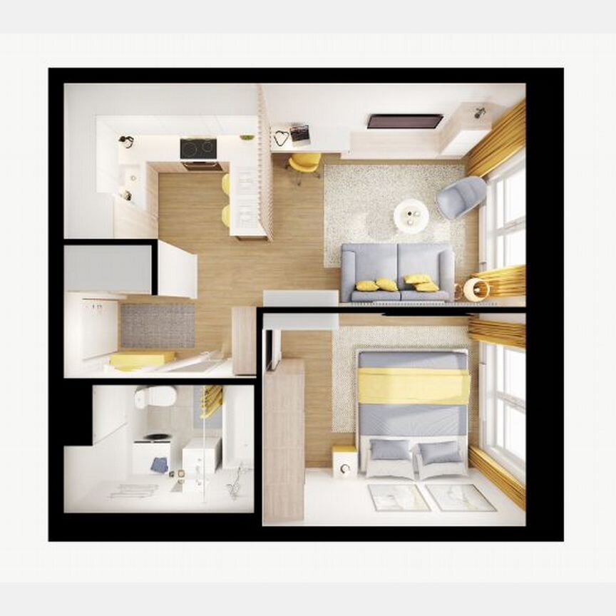 1-к. апартаменты, 34,5 м², 3/14 эт.