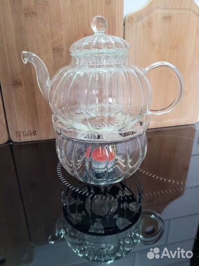 Заварочный чайник стеклянный с подогревом. Новый