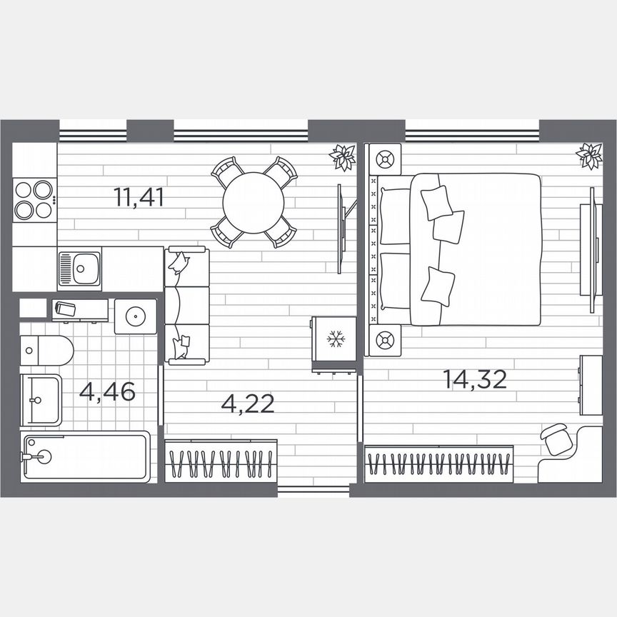 1-к. квартира, 34,4 м², 2/5 эт.