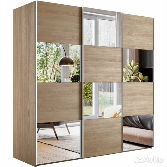 Шкаф-купе Эста 3-х дверный Шашка (6 лдсп / 6 Зерка