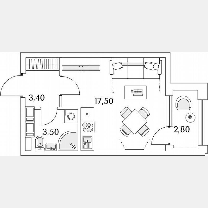 Квартира-студия, 70,3 м², 12/13 эт.
