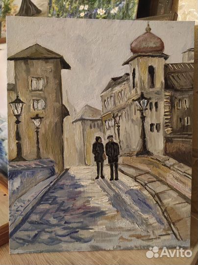 Абстрактные картины маслом,Прогулка по городу 