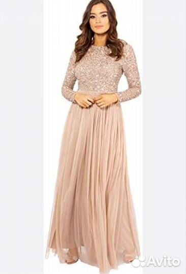 Вечернее платье длинное блестящее из фатина 44