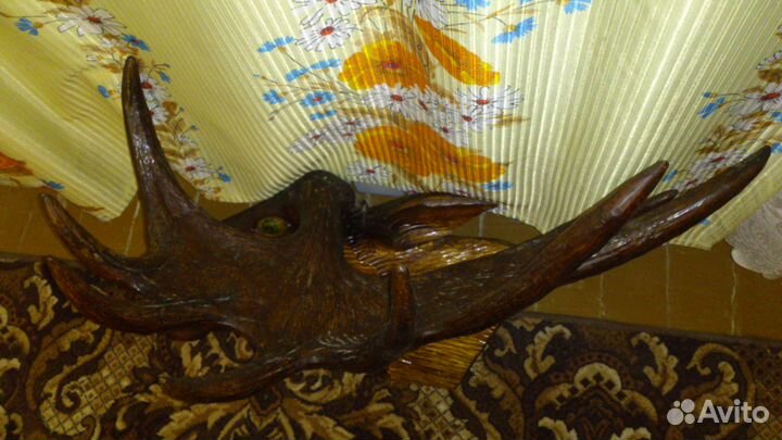 Сувенир. Лось (резьба по дереву с натур. рогами)