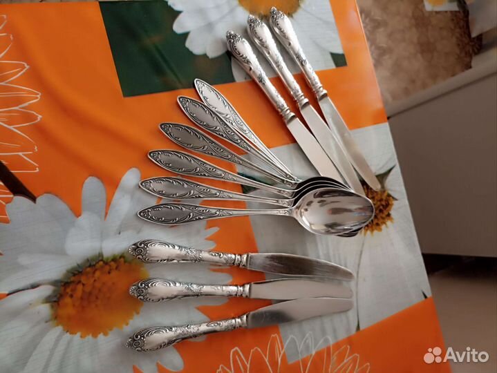 Набор столовых приборов, серебро, времён СССР