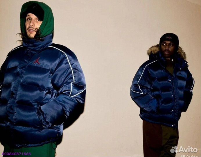 Пуховик supreme x jordan синий