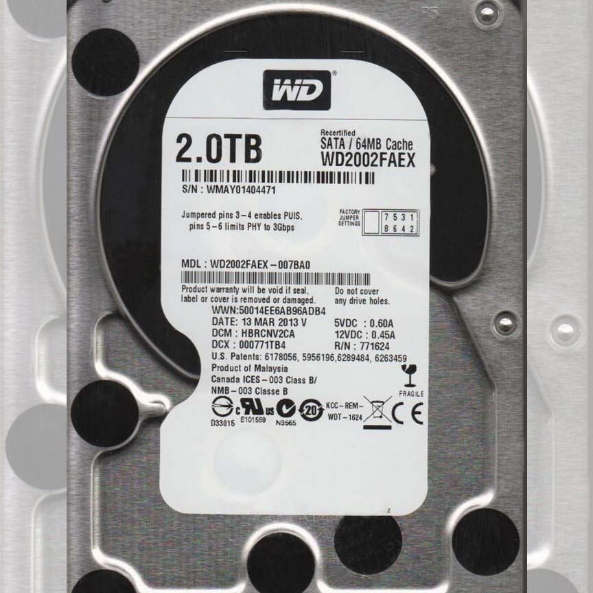 [WD2002FAEX] Жесткий Диск Western Digital 2tb Sata Wd2002faex
