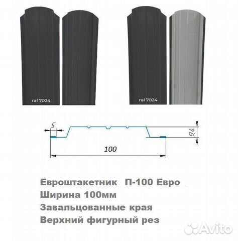 Евроштакетник RAL 7024 графит двухсторонний