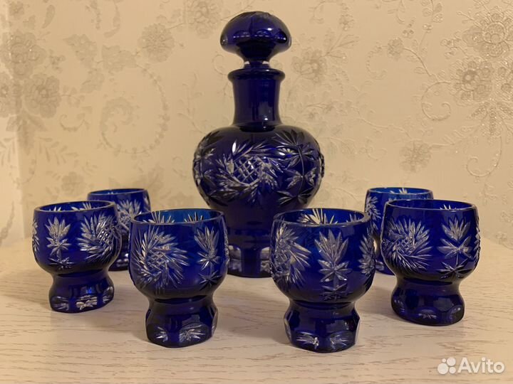 Графин хрустальный СССР Кобальт