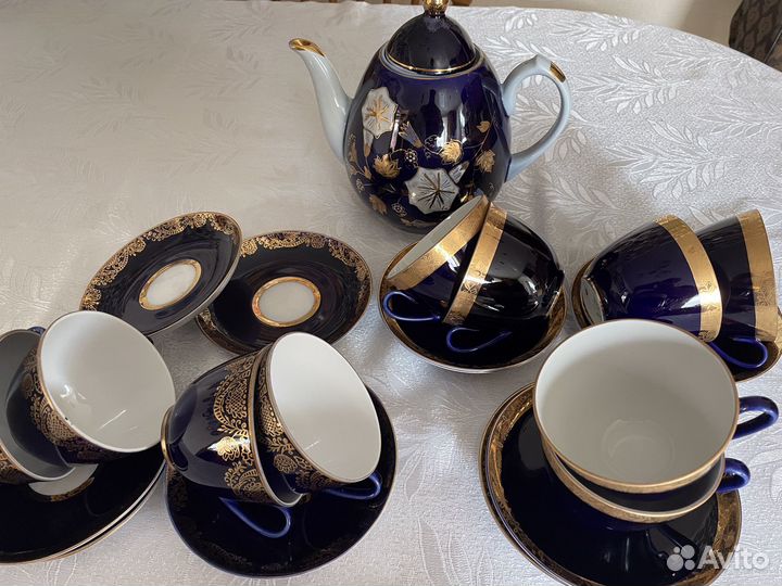 Чайные пары лфз и чайник/ кобальт