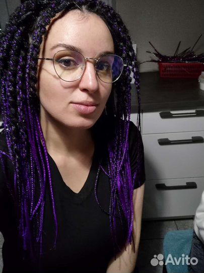 Комплект де косы и дреды черно-фиолетовый