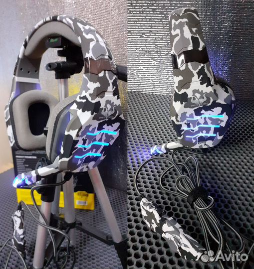 Игровые наушники с Микрофоном Полицейский камуфляж